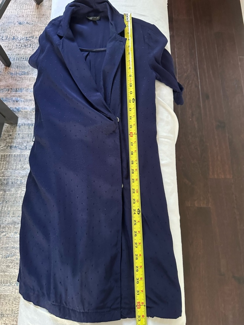 Topshop Navy Polka Dot Shirt Dress Short Sleeve Belted Style (No Belt) Size 2 - Picture 11 of 11